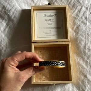 Brackish ‘Courtney’ cuff bracelet with Guinea Feathers